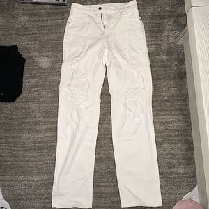 White Ripped High Waisted Jeans